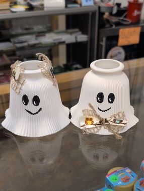 Kids White Ghost Lantern Shades - Cute Halloween Decoration Handmade